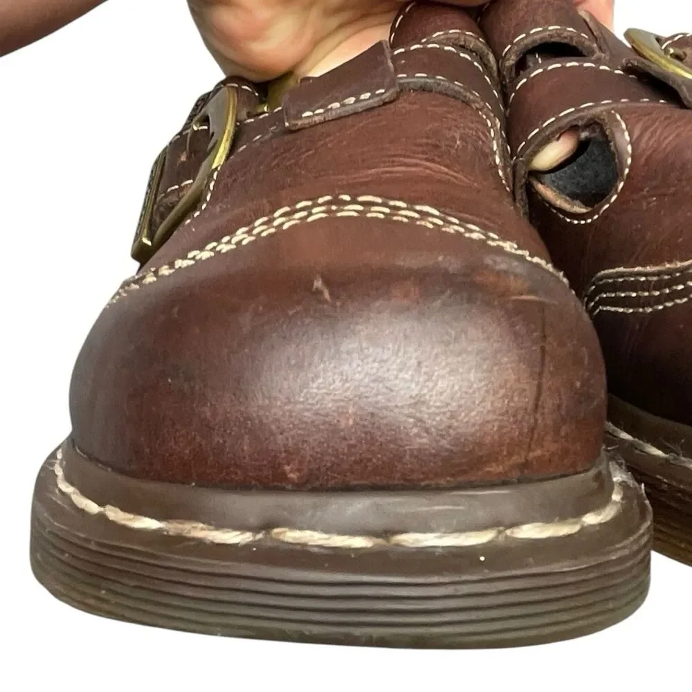 Vintage Brown Dr. Martens CATY 8065 style  Mary Jane Buckle Strap Fisherman US 8